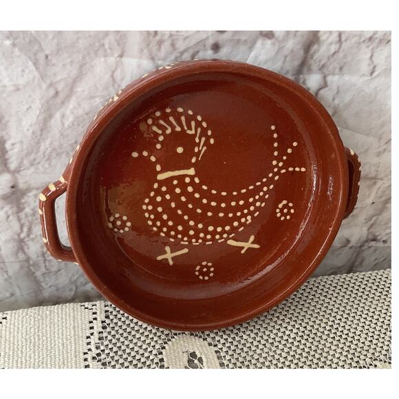 Portuguese Pottery Round Terracotta Handmade Folk Art Rooster Cevalfer 1993 - Picture 1 of 9